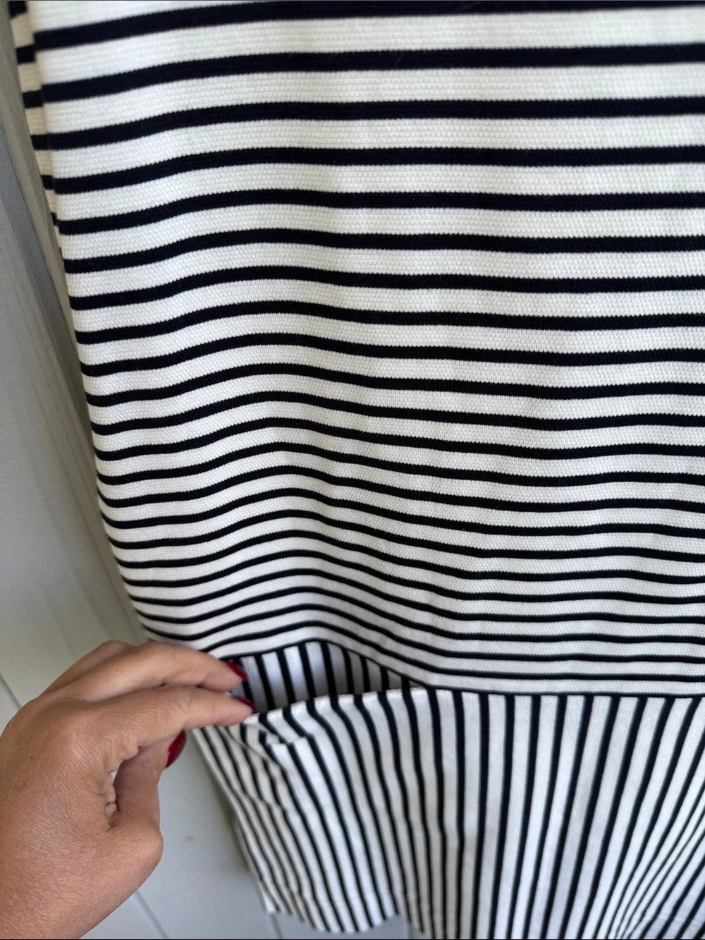 Madewell Black and White Striped Short Sleeve Dress
